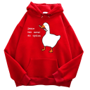 Herren Hoodie mit Taschen Einfarbiger Hoodie mit Druck einer Ente mit Messer und dem Schriftzug Peace Was Never an Option Stylisches Polyester-Modell 6