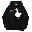 Herren Hoodie mit Taschen Einfarbiger Hoodie mit Druck einer Ente mit Messer und dem Schriftzug Peace Was Never an Option Stylisches Polyester-Modell 5