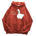 Herren Hoodie mit Taschen Einfarbiger Hoodie mit Druck einer Ente mit Messer und dem Schriftzug Peace Was Never an Option Stylisches Polyester-Modell 16