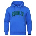 Herren Hoodie mit Taschen Einfarbiger Sport Hoodie mit dezentem Brooklyn Schriftzug auf der Brust Bequemer Polyesterstoff 4