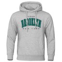 Herren Hoodie mit Taschen Einfarbiger Sport Hoodie mit dezentem Brooklyn Schriftzug auf der Brust Bequemer Polyesterstoff 5