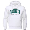 Herren Hoodie mit Taschen Einfarbiger Sport Hoodie mit dezentem Brooklyn Schriftzug auf der Brust Bequemer Polyesterstoff 2