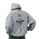 Herren Hoodie mit Taschen Einfarbiger Sporthoodie mit feinem Kompassmuster vorne und hinten Bequemes Polyester-Material 9