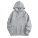Herren Hoodie mit Taschen Einfarbiger Sporthoodie mit feinem Kompassmuster vorne und hinten Bequemes Polyester-Material 4
