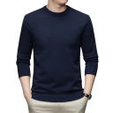 Herren klassischer gestrickter Pullover mit langen Ärmeln Einfarbiger weicher leichter lässiger Pullover Polyester Rundhalsausschnitt Verschiedene Farben 30