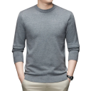 Herren klassischer gestrickter Pullover mit langen Ärmeln Einfarbiger weicher leichter lässiger Pullover Polyester Rundhalsausschnitt Verschiedene Farben 33