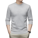 Herren klassischer gestrickter Pullover mit langen Ärmeln Einfarbiger weicher leichter lässiger Pullover Polyester Rundhalsausschnitt Verschiedene Farben 34