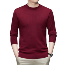 Herren klassischer gestrickter Pullover mit langen Ärmeln Einfarbiger weicher leichter lässiger Pullover Polyester Rundhalsausschnitt Verschiedene Farben 32
