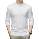 Herren klassischer gestrickter Pullover mit langen Ärmeln Einfarbiger weicher leichter lässiger Pullover Polyester Rundhalsausschnitt Verschiedene Farben 29