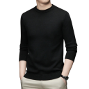 Herren klassischer gestrickter Pullover mit langen Ärmeln Einfarbiger weicher leichter lässiger Pullover Polyester Rundhalsausschnitt Verschiedene Farben 2