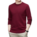 Herren klassischer gestrickter Pullover mit langen Ärmeln Einfarbiger weicher leichter lässiger Pullover Polyester Rundhalsausschnitt Verschiedene Farben 3