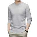 Herren klassischer gestrickter Pullover mit langen Ärmeln Einfarbiger weicher leichter lässiger Pullover Polyester Rundhalsausschnitt Verschiedene Farben 5