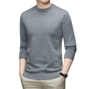 Herren klassischer gestrickter Pullover mit langen Ärmeln Einfarbiger weicher leichter lässiger Pullover Polyester Rundhalsausschnitt Verschiedene Farben 9
