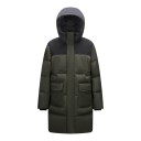 Herren lange Winter Daunenjacke mit Kapuze und hohem Kragen gesteppte Parka mit Reißverschluss und Leiste und großen Taschen mit Klappe 3