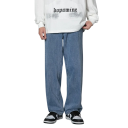 Herren Lässige Lange Gerade Jeans Weites Bein Bequeme Denimhose für Freizeitmode Streetwear-Stil 2