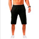 Herren Leinen Sommer Knielange Shorts Atmungsaktive Shorts mit Kordelzug Bequeme Freizeitshorts für Strand und City 4