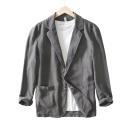 Herren Leinenjacke 70% Leinen 30% Baumwolle Elegante atmungsaktive Jacke für Männer mit Taschen und Knöpfen Einfarbige stylische Jacke in verschiedenen Farben 6