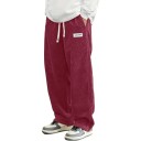 Herren lockere Hose mit elastischem Bund und Kordelzug mit breiten geraden Beinen, gerippter Struktur und seitlichen Taschen 7