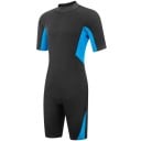 Herren Neoprenanzug mit kurzen Ärmeln und Reißverschluss im Rücken für Schnorcheln, Surfen und Wasseraktivitäten, schwarz mit blauen Akzenten 2
