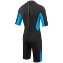 Herren Neoprenanzug mit kurzen Ärmeln und Reißverschluss im Rücken für Schnorcheln, Surfen und Wasseraktivitäten, schwarz mit blauen Akzenten 3