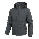 Herren Outdoorjacke mit Kapuze, wasserdichte, winddichte Reißverschlussjacke, Wanderregenjacke mit Taschen für Herbst und Frühling 3