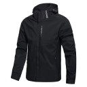 Herren Outdoorjacke mit Kapuze, wasserdichte, winddichte Reißverschlussjacke, Wanderregenjacke mit Taschen für Herbst und Frühling 1