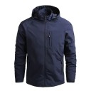 Herren Outdoorjacke mit Kapuze Wasserdichter Windbreaker mit Reißverschluss und Taschen Leichte Wanderjacke für die Freizeit Sportjacke für die Natur 6