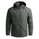 Herren Outdoorjacke mit Kapuze Wasserdichter Windbreaker mit Reißverschluss und Taschen Leichte Wanderjacke für die Freizeit Sportjacke für die Natur 7
