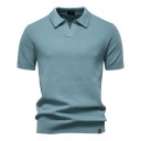 Herren Poloshirt Kurzarm mit Kragen Einfarbiges elegantes Shirt aus Polyester und Viskose für den täglichen Gebrauch 8