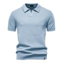 Herren Poloshirt Kurzarm mit Kragen Einfarbiges elegantes Shirt aus Polyester und Viskose für den täglichen Gebrauch 14