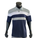 Herren Poloshirt Kurzarm mit Kragen und Knöpfen Gestreiftes elegantes Shirt aus Polyester für den Alltag 2