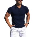 Herren Poloshirt mit Knopfleiste V-Ausschnitt mit Kragen Kurzarm Einfarbig Polyester Baumwolle Klassischer Stil 4