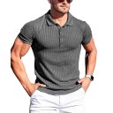 Herren Poloshirt mit Knopfleiste V-Ausschnitt mit Kragen Kurzarm Einfarbig Polyester Baumwolle Klassischer Stil 3