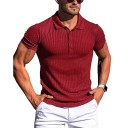Herren Poloshirt mit Knopfleiste V-Ausschnitt mit Kragen Kurzarm Einfarbig Polyester Baumwolle Klassischer Stil 6