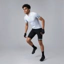 Herren Radset Trikot mit kurzen Ärmeln und Shorts mit Polster 90 % Polyester und 10 % Lycra Weißes Trikot mit Punkten und schwarze Shorts 2