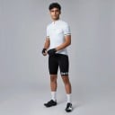 Herren Radset Trikot mit kurzen Ärmeln und Shorts mit Polster 90 % Polyester und 10 % Lycra Weißes Trikot mit Punkten und schwarze Shorts 4