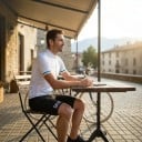 Herren Radset Trikot mit kurzen Ärmeln und Shorts mit Polster 90 % Polyester und 10 % Lycra Weißes Trikot mit Punkten und schwarze Shorts 7