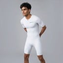 Herren Radset Trikot mit kurzen Ärmeln und Shorts mit Polster Elastisches Material 80 % Polyester und 20 % Spandex Weißes Trikot und Shorts 4