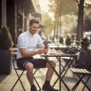 Herren Radset Trikot mit kurzen Ärmeln und Shorts mit weißem Träger und Polster 90 % Polyester und 10 % Lycra Weiß und Schwarz 5