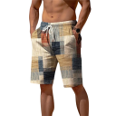 Herren Shorts Badehosen Karomuster Kordelzug an der Taille Schnelltrocknender Polyester Leichtes Material Sommerbaden Strand 1