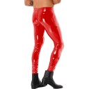 Herren Skinny Glanzhose Lackleder Slim Fit Hose mit Reißverschluss im Schritt Modische Hose Stilvolle Herrenbekleidung Eleganter Look 2