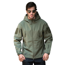 Herren Softshell Outdoorjacke mit Kapuze, wasserdichte Winddichte Reißverschlussjacke, Taktische Jacke mit Taschen für schlechtes Wetter 3