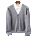 Herren Strickjacke mit V-Ausschnitt Langarm Einfarbiger Strickpullover Elegante Freizeitmode Nylon Polyester Verschiedene Farben 19