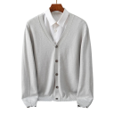 Herren Strickjacke mit V-Ausschnitt Langarm Einfarbiger Strickpullover Elegante Freizeitmode Nylon Polyester Verschiedene Farben 20