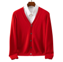 Herren Strickjacke mit V-Ausschnitt Langarm Einfarbiger Strickpullover Elegante Freizeitmode Nylon Polyester Verschiedene Farben 14