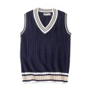 Herren Strickweste ohne Ärmel mit V-Ausschnitt Farbige Streifen Elegant Strickweste Polyester und Baumwolle Verschiedene Farben 11