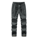 Herren Sweatpants mit Fleece-Innenfutter, einfarbig, mit Taschen, mit Kordelzug, Baumwolle, Spandex, bequemer Schnitt, ideal für den Winter 7