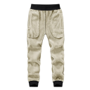 Herren Sweatpants mit Fleece-Innenfutter, einfarbig, mit Taschen, mit Kordelzug, Baumwolle, Spandex, bequemer Schnitt, ideal für den Winter 3