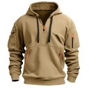 Herren Sweatshirt mit halbem Reißverschluss und Kapuze Einfarbiges Sport-Sweatshirt mit Taschen und Taschen auf den Ärmeln aus strapazierfähigem Polyester Bequemer Schnitt 6
