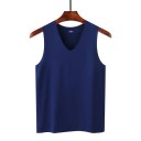 Herren Tanktop mit V-Ausschnitt Einfarbiges Tanktop aus Polyester und Seide Leichter atmungsaktiver Stoff für den Sommer und die Freizeit 11